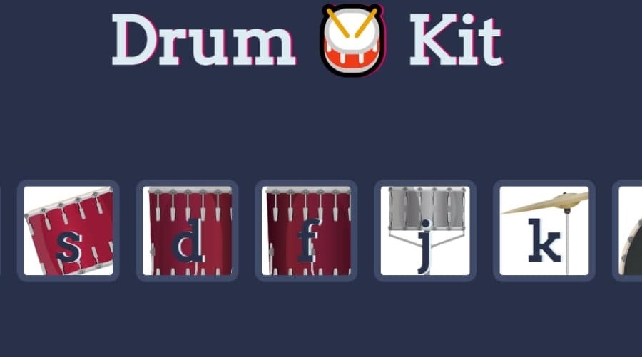 5 images of drum parts, each one with a letter